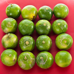 Many Lemon on red floor