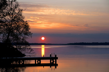 Sunset over lake