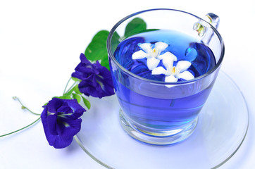 Isolated of violet tea with flowers