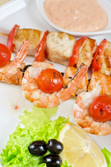 grilled salmon and shrimps