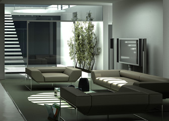 Fototapeta na wymiar Modern Luxury Loft / Apartment Architecture Interior
