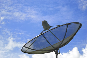 The satellite dish and blue sky