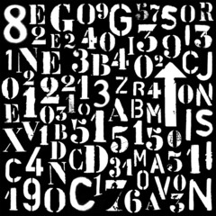 spray-paint industrial font and number alpha template for 3d