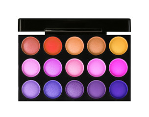 palette of color eyeshadows isolated on white