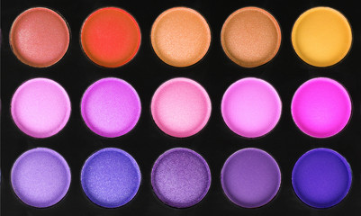 palette of color eyeshadows isolated on white