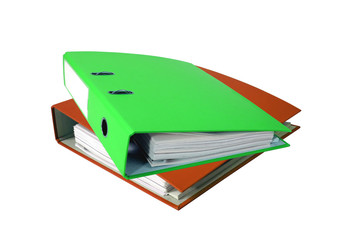 Stack of office folders isolated on white