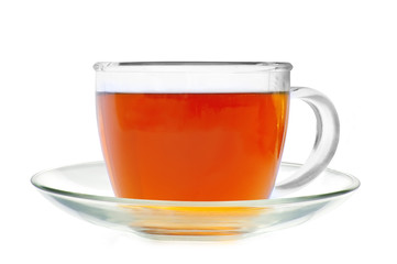 Glass cup tea isolated on a white background
