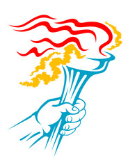 Flaming torch in hand