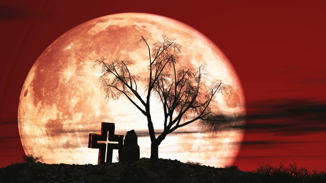 red sky moon