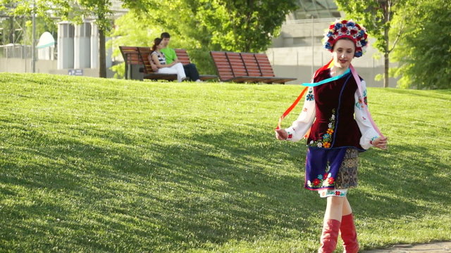 Ukrainian girl is walking in the park