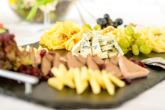 Catering buffet cheese plate with pate