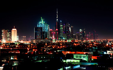 Dubai downtown night scene