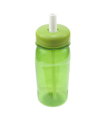 green water bottle with open spout, isolated