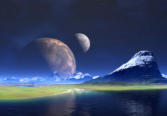 Alien Planet with Two Moons