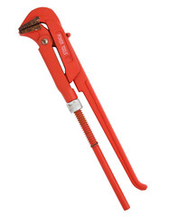 Old red wrench isolated on a white with clipping path