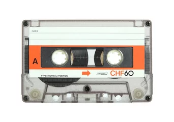 Deurstickers Muziekwinkel cassette tape isolated on white with clipping path