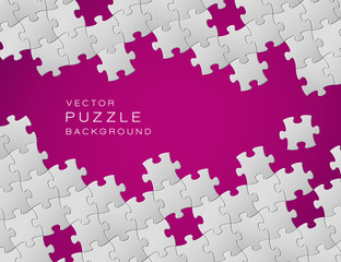 Vector purple background made from white puzzle pieces - obrazy, fototapety, plakaty