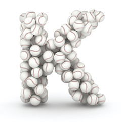 Letter K, baseball balls font