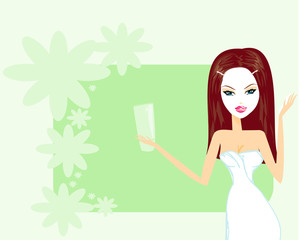 Cute woman applying moisturizer  vector illustration