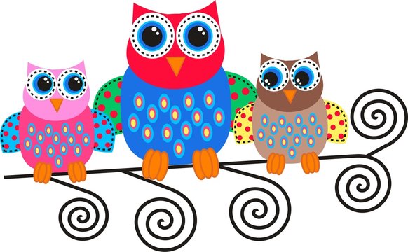 colorful owls