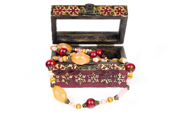 Vintage chest with jewels