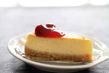 cherry cheese cake isolated in white background