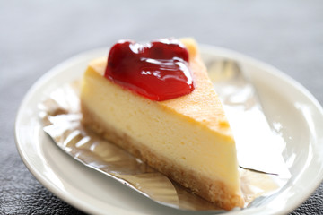 cherry cheese cake isolated in white background