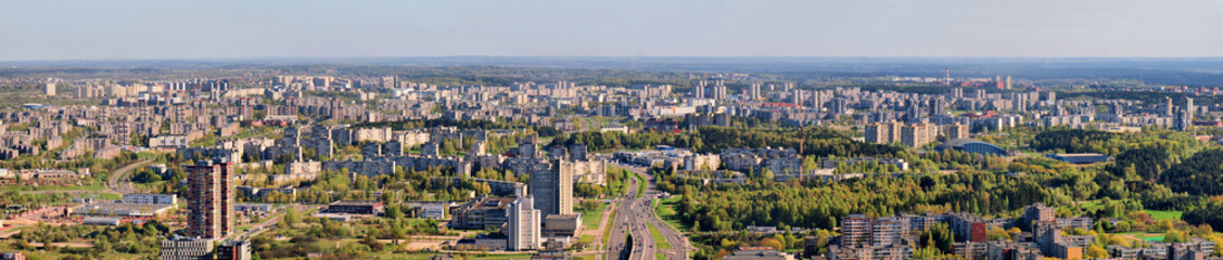 Morning in the Vilnius city - aerial view of capital.