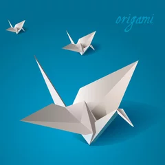 Fototapete Geometrische Tiere Kran-Vogel-Origami-Vektor