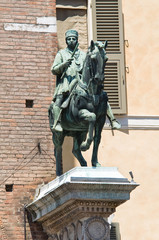 Bronze statue. City Hall. Ferrara. Emilia-Romagna. Italy.