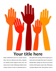 Hands volunteering or voting with copy space vector.