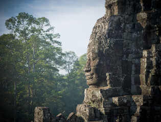 Faces of Bayon temple, Angkor, Cambodia - obrazy, fototapety, plakaty