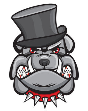 Angry bulldog head with hat