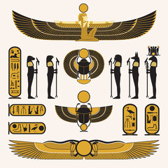 Ancient Egyptian symbols and decorations - obrazy, fototapety, plakaty