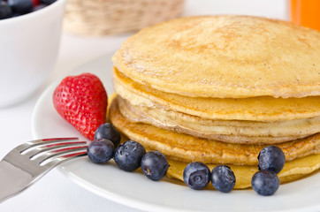Pile of golden pancakes