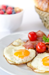 Breakfast setting with fried eggs