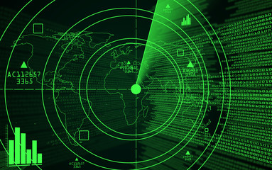A green radar with a world map - 41723927