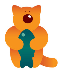 cartoon cat and fish