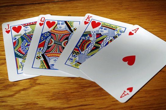 Ace and Face Playing Cards in Hearts Suit