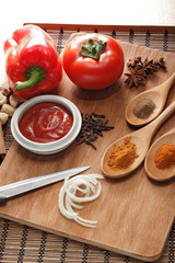 sauce ingredient on wood table