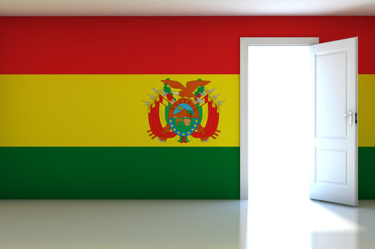 Bolivia flag on empty room