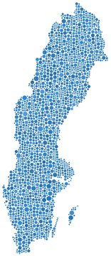 Map of sweden (Europe) in a mosaic of blue circles