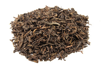 Black tea isolated on white background