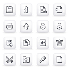 Document icons  on gray buttons.