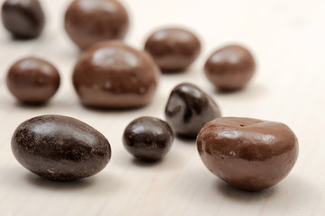 chocolates bon bon, on wooden table