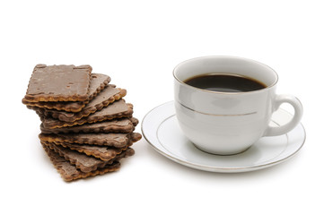 Cup of coffee and biscuit