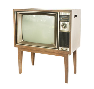 Vintage tv isolated on white background