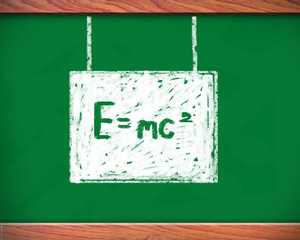 E=mc² Albert Einsteins on blackboard