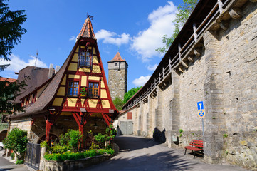 Fototapeta premium The Old Smithy and Roeder gate of Rothenburg, Germany