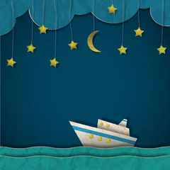 Rolgordijnen Papieren cruiseschip & 39 s nachts © arturaliev